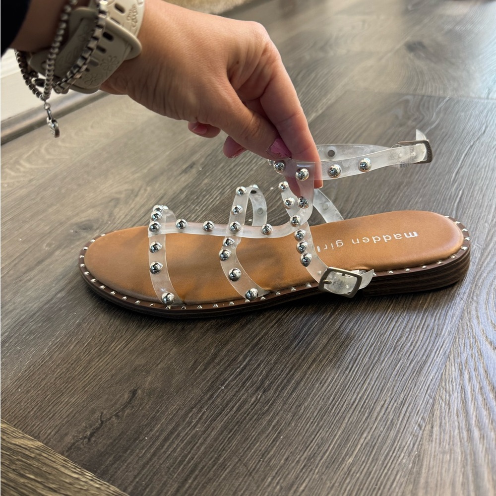 Madden Girl Transparent Silver Studded Sandals